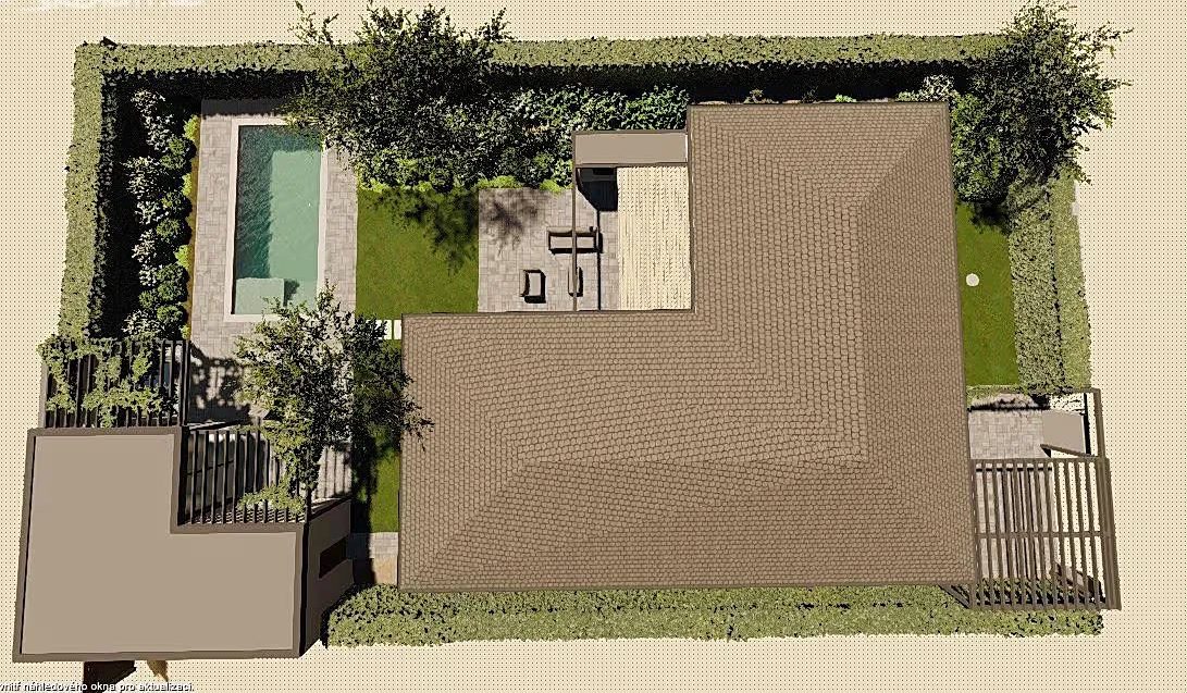 Situace zahradního projektu na pozemku 835 m²